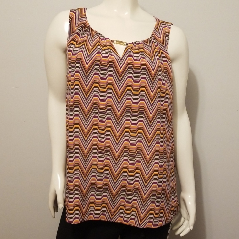 Silky Loose Fit Dress Top Gold  V-neck  Size L